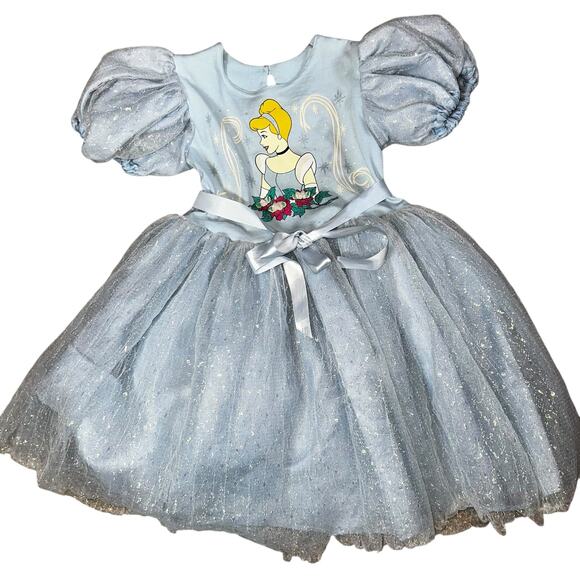 Vintage Disney Cinderella Princess Dress Puffy Sleeve Gown Glitter Tulle sz 6x - Picture 2 of 10